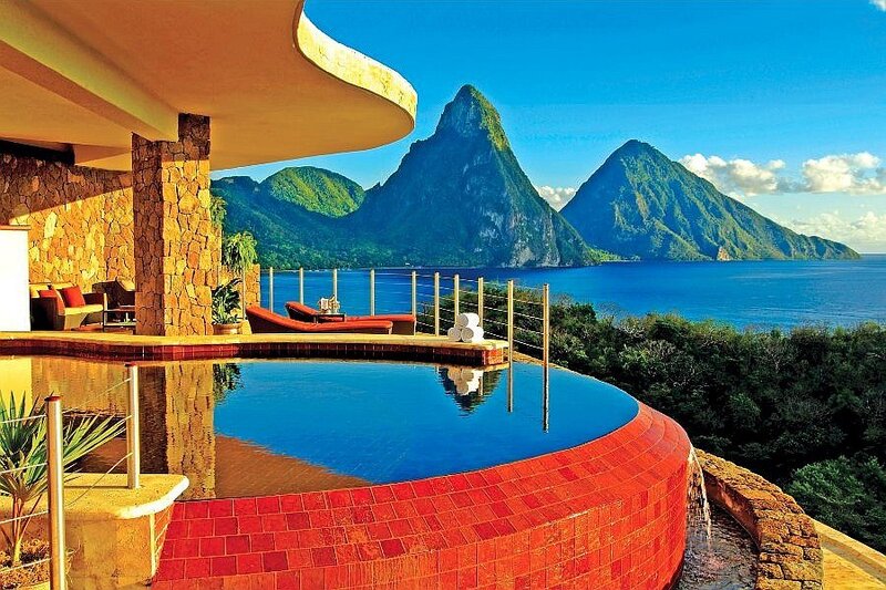 Luxury pool with mountain view