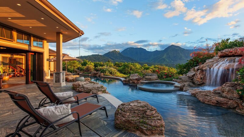 Luxury Pool with Waterfall — Blue