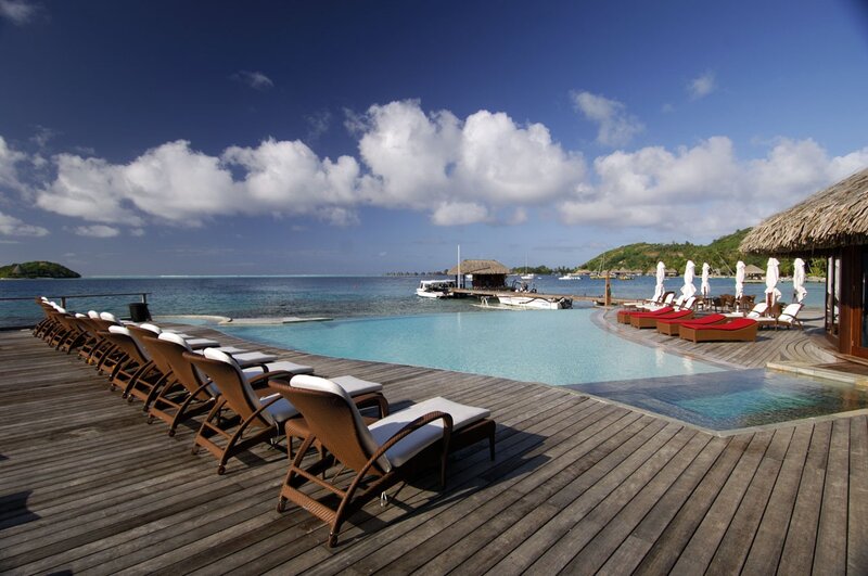 Luxury poolside resort view