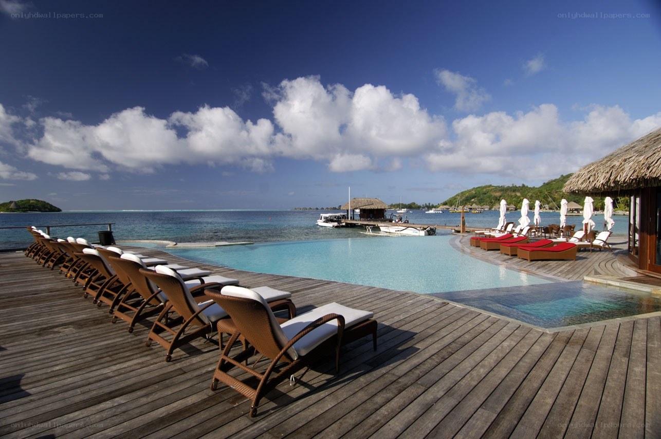 Luxury poolside resort view