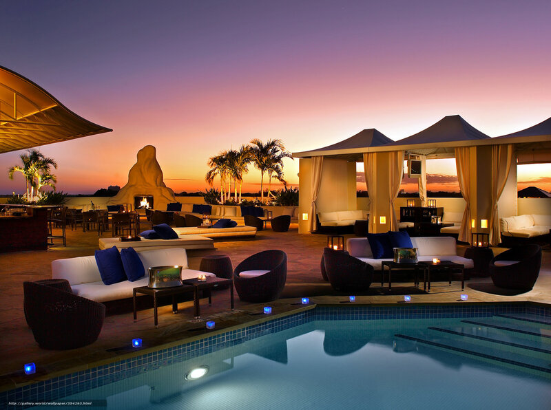 Luxury poolside sunset lounge