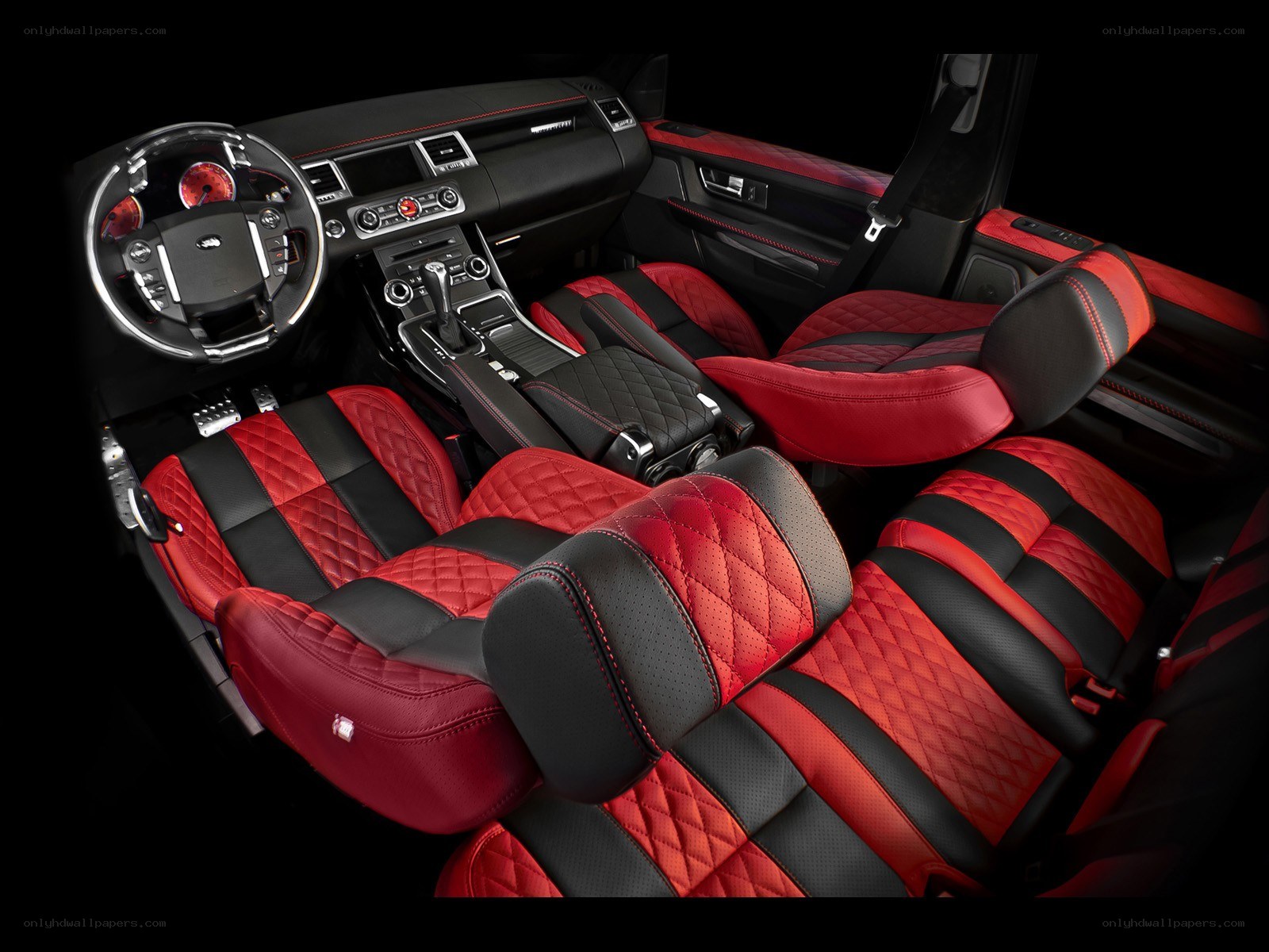 luxury red and black car interior