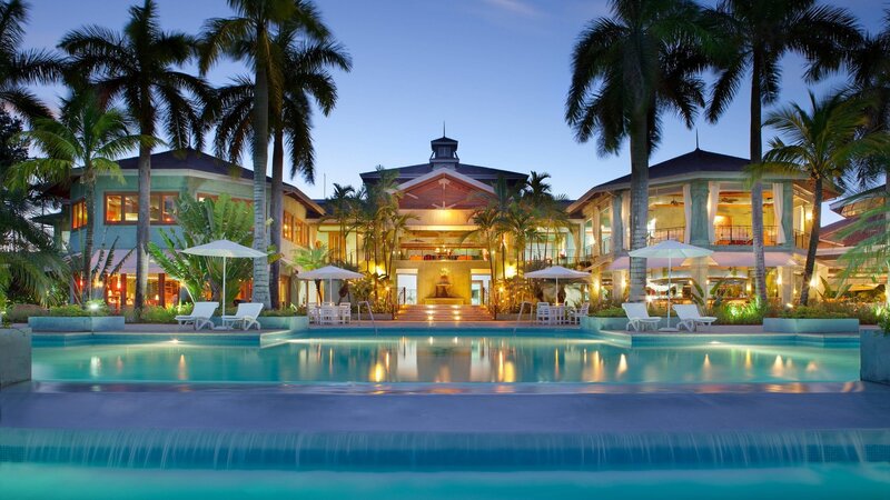 Luxury Resort at Dusk — Blue, Serene, Night