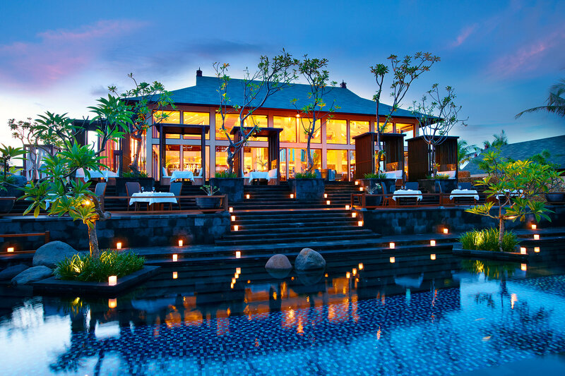 Luxury Resort at Dusk — Blue, Serene, Sunset