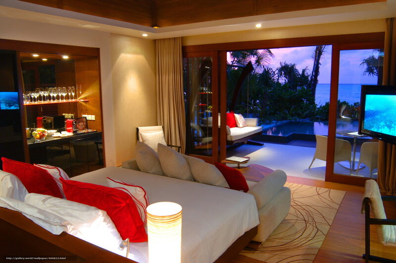 Luxury resort bedroom with ocean view