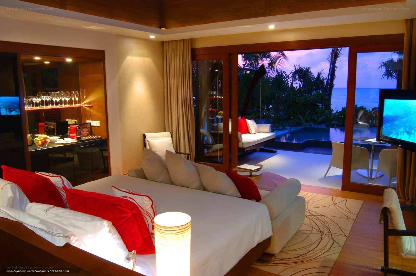 Luxury resort bedroom with ocean view