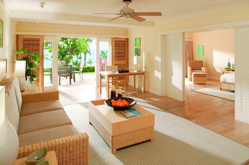 Luxury resort living room with ocean view