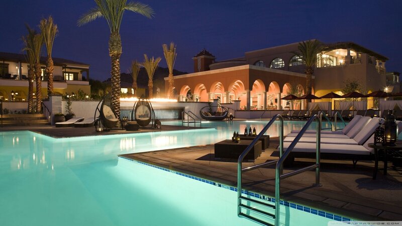 Luxury Resort Pool at Night — Blue
