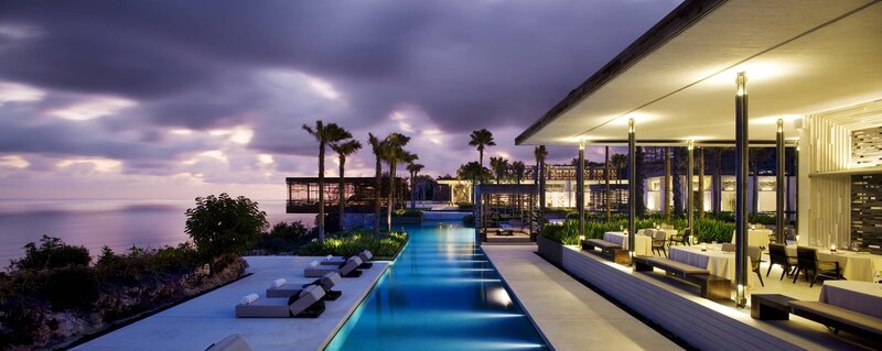 Luxury Resort Pool — Blue, Serene, Night