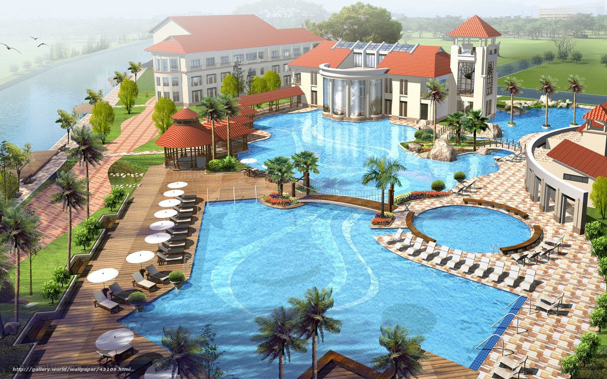 Luxury resort with swimming pools