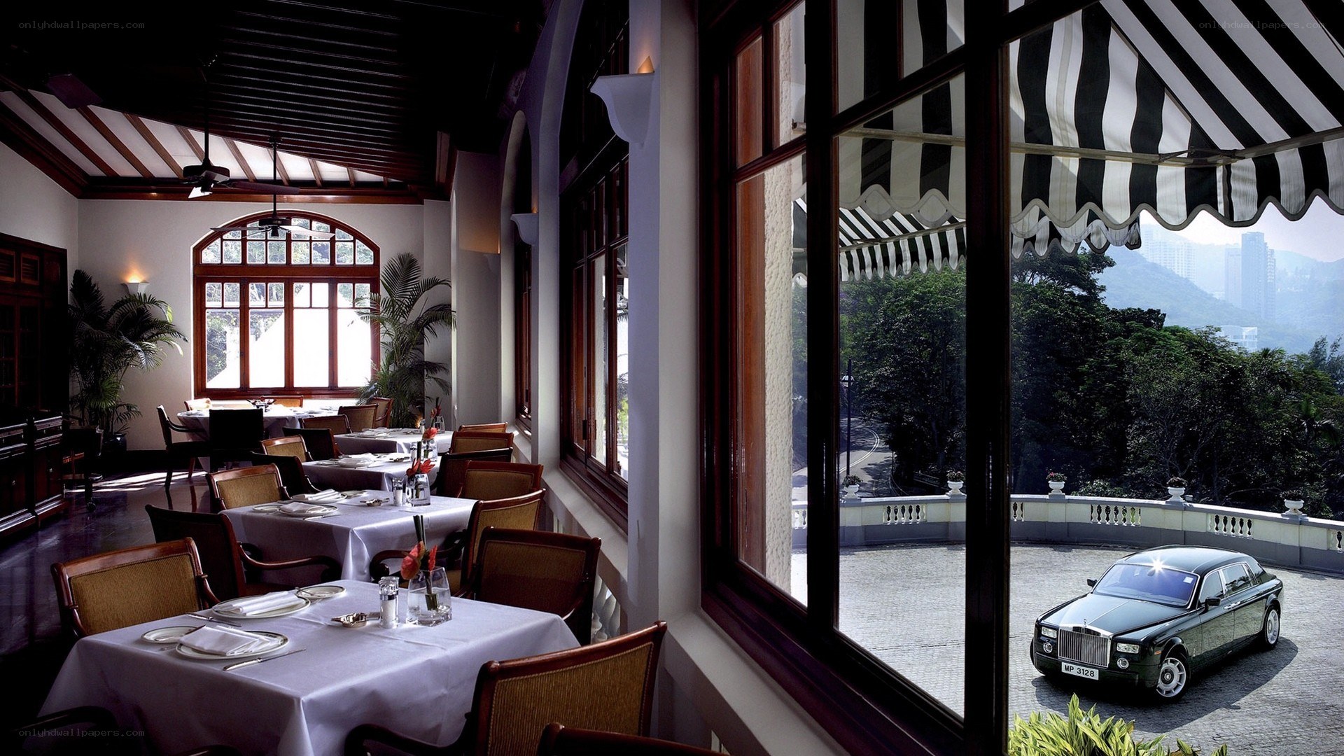 Luxury restaurant with city view