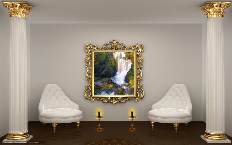 Luxury room with waterfall painting