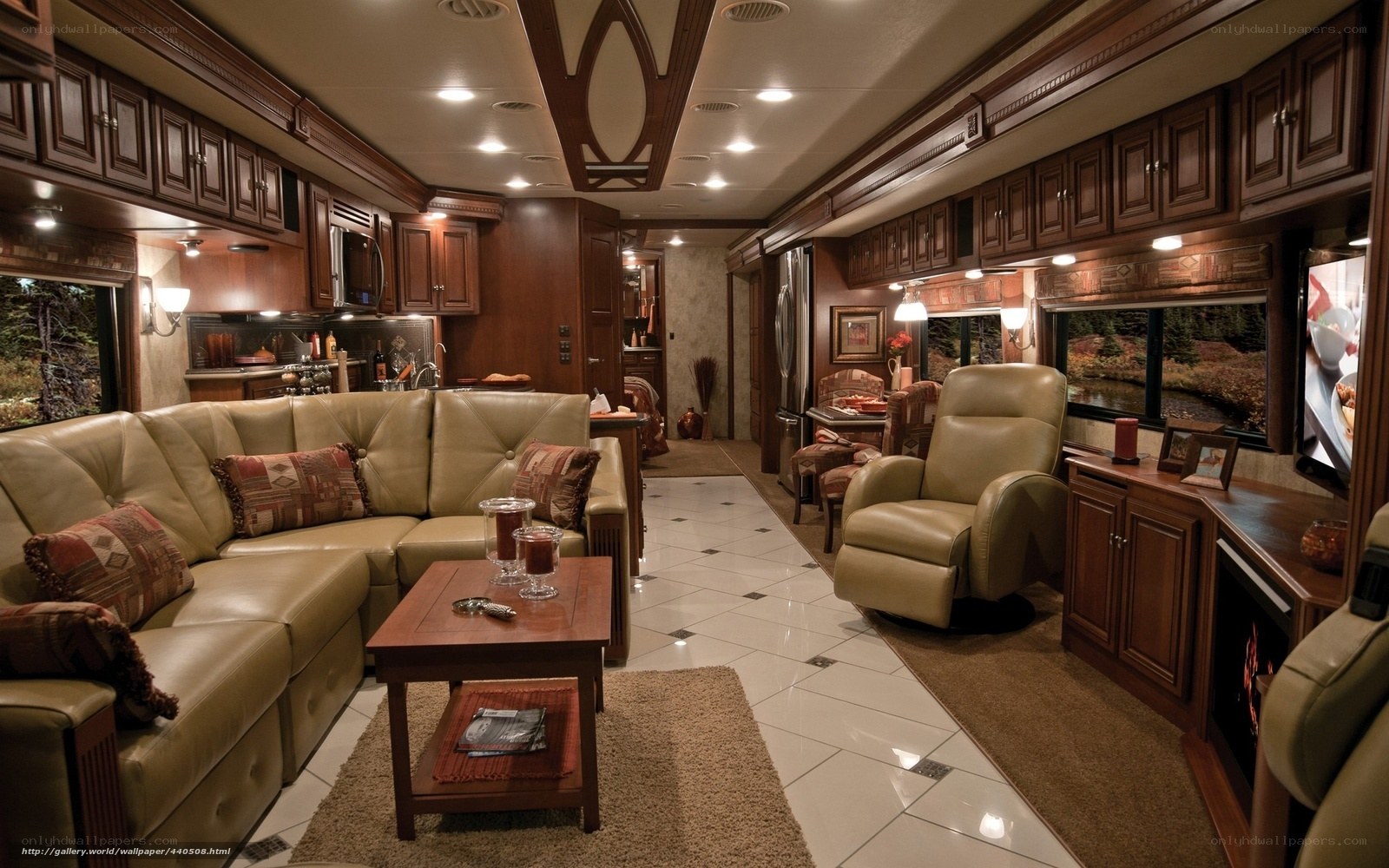 luxury RV interior living space