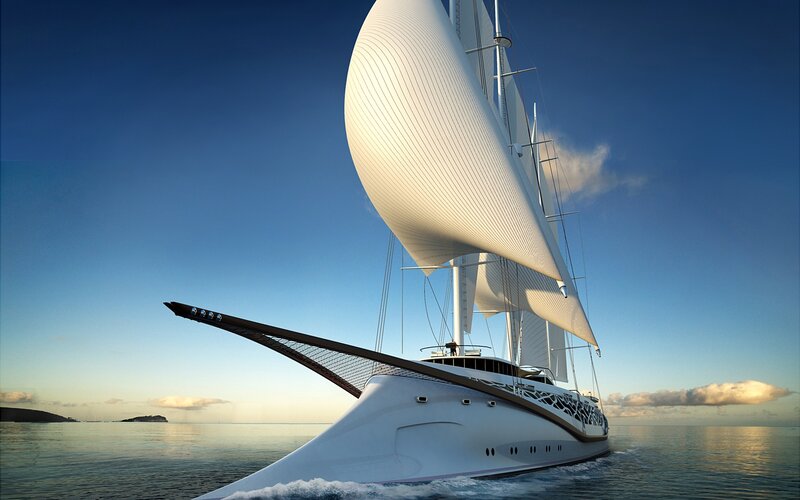 luxury sail yacht at sea