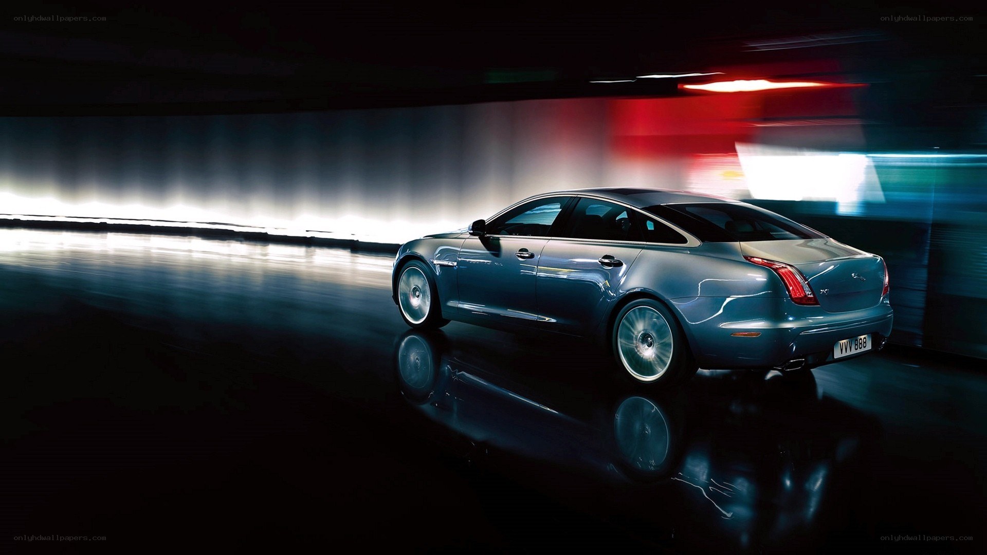 luxury sedan in motion