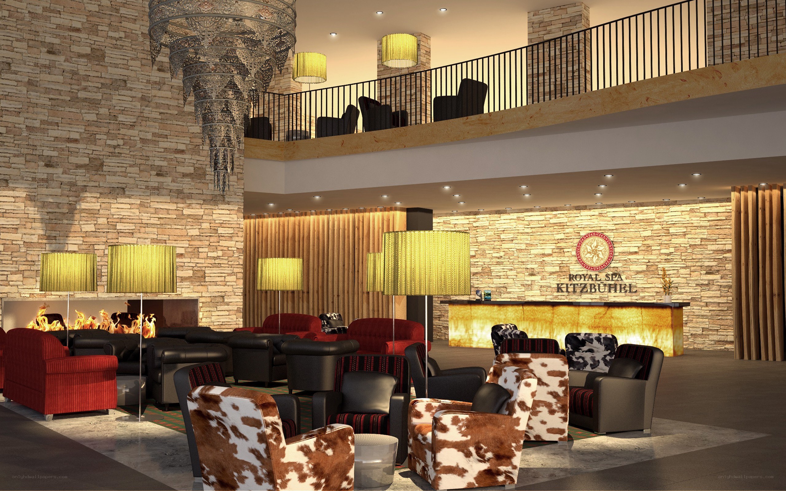 Luxury spa lobby interior