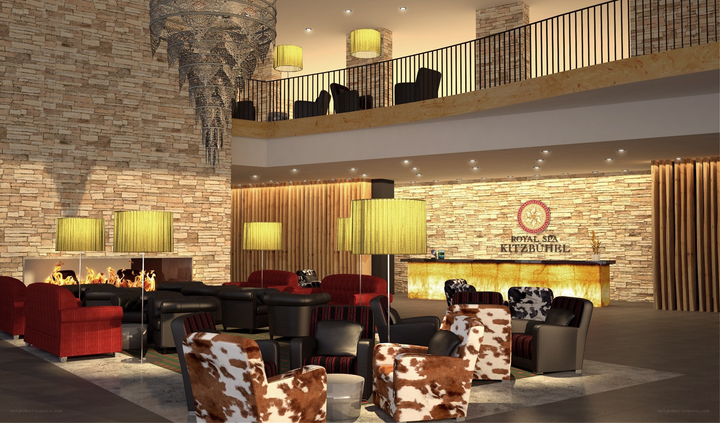 Luxury spa lobby interior