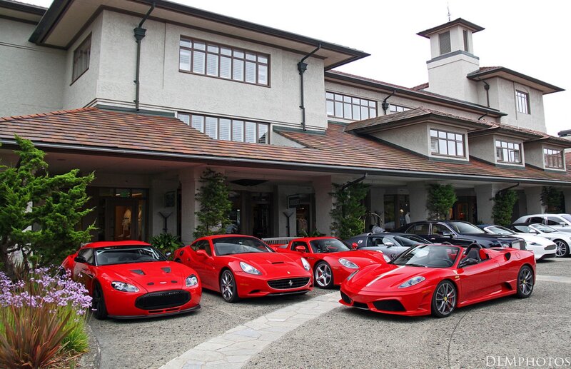 luxury sports cars at resort