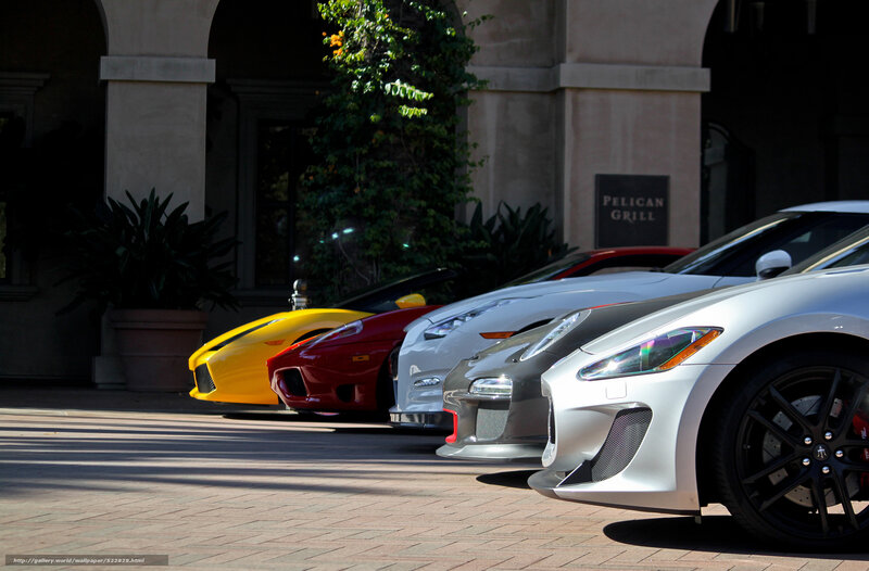 Luxury sports cars lined up