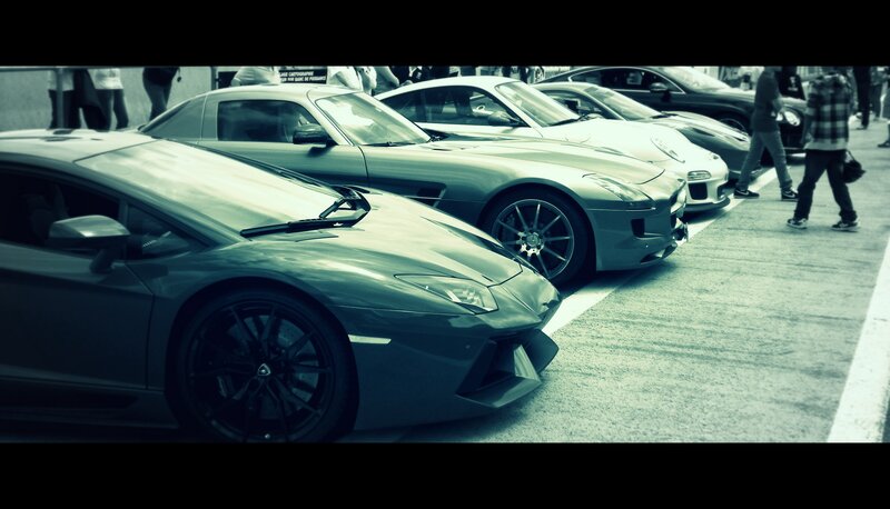 luxury sports cars on display