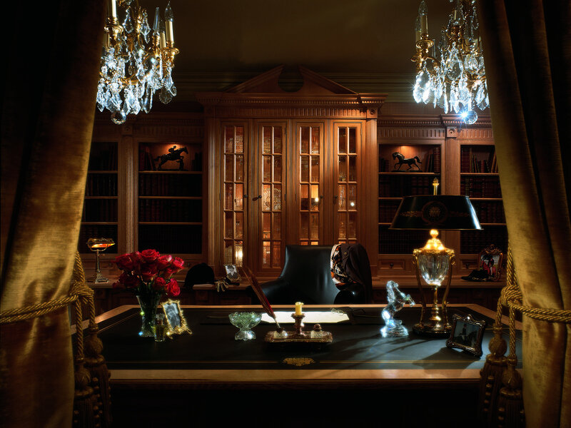 luxury study with chandeliers