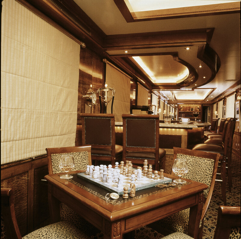 Luxury train car game room