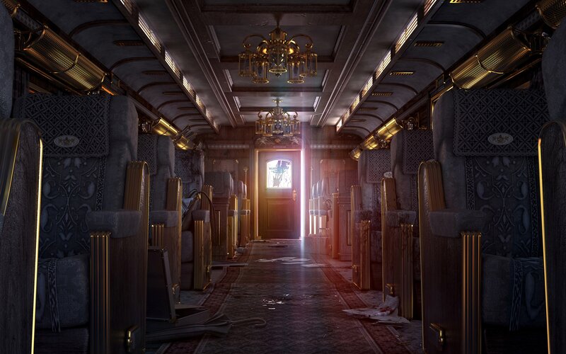 Luxury Train Car Interior — Brown