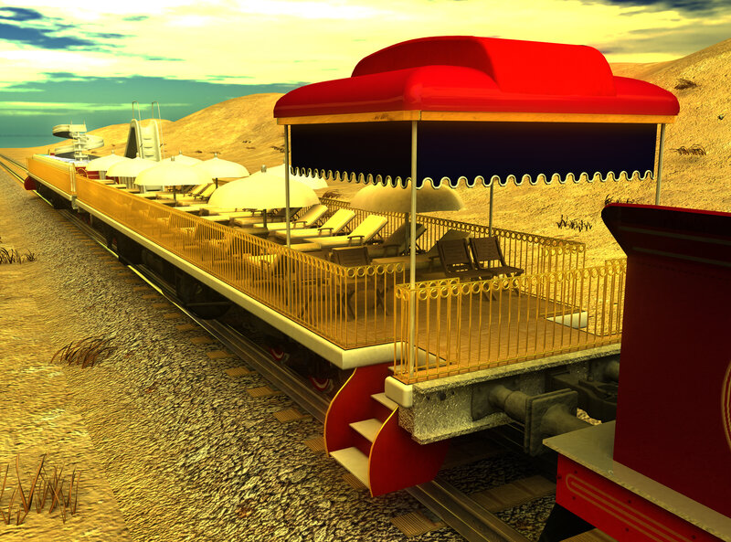 luxury train on desert track