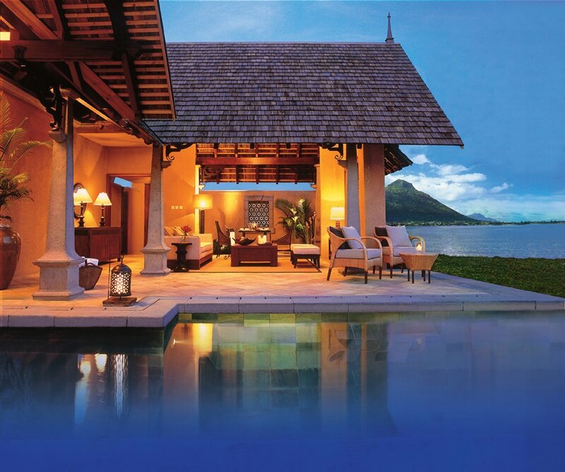 Luxury Villa at Dusk — Blue, Serene, Sunset