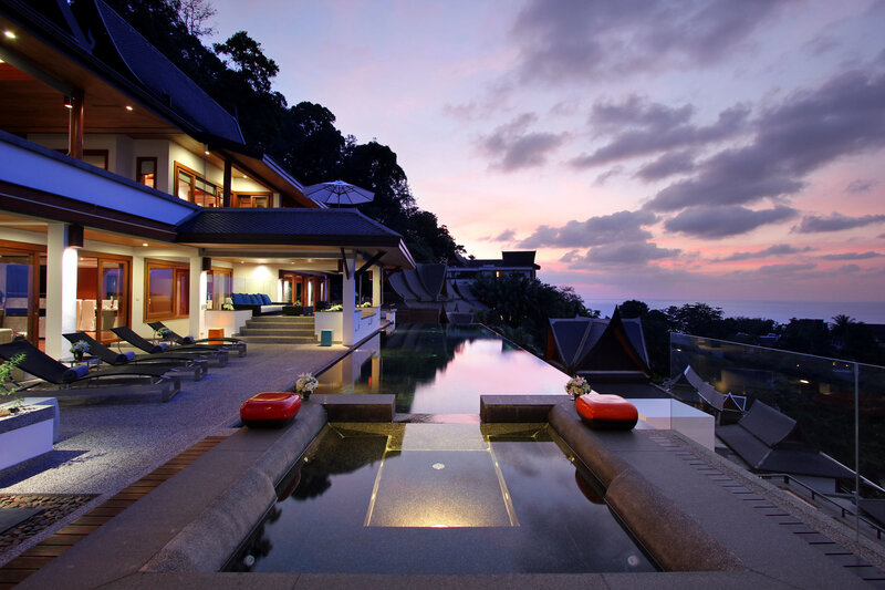 Luxury Villa at Dusk — Purple, Serene
