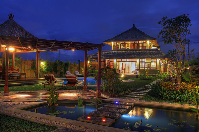 Luxury Villa at Night — Blue