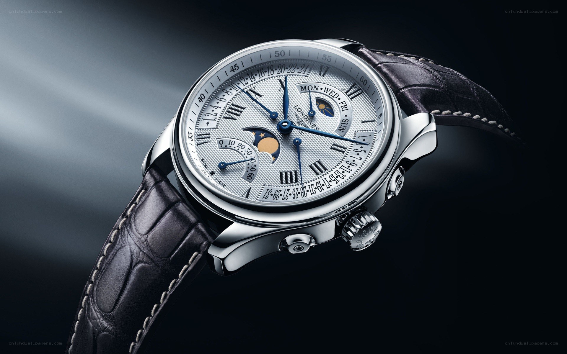 Luxury watch with moon phase