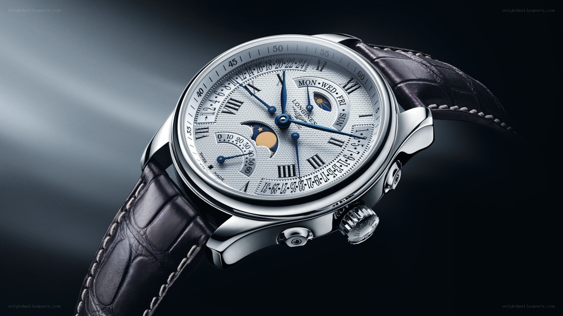 Luxury watch with moon phase