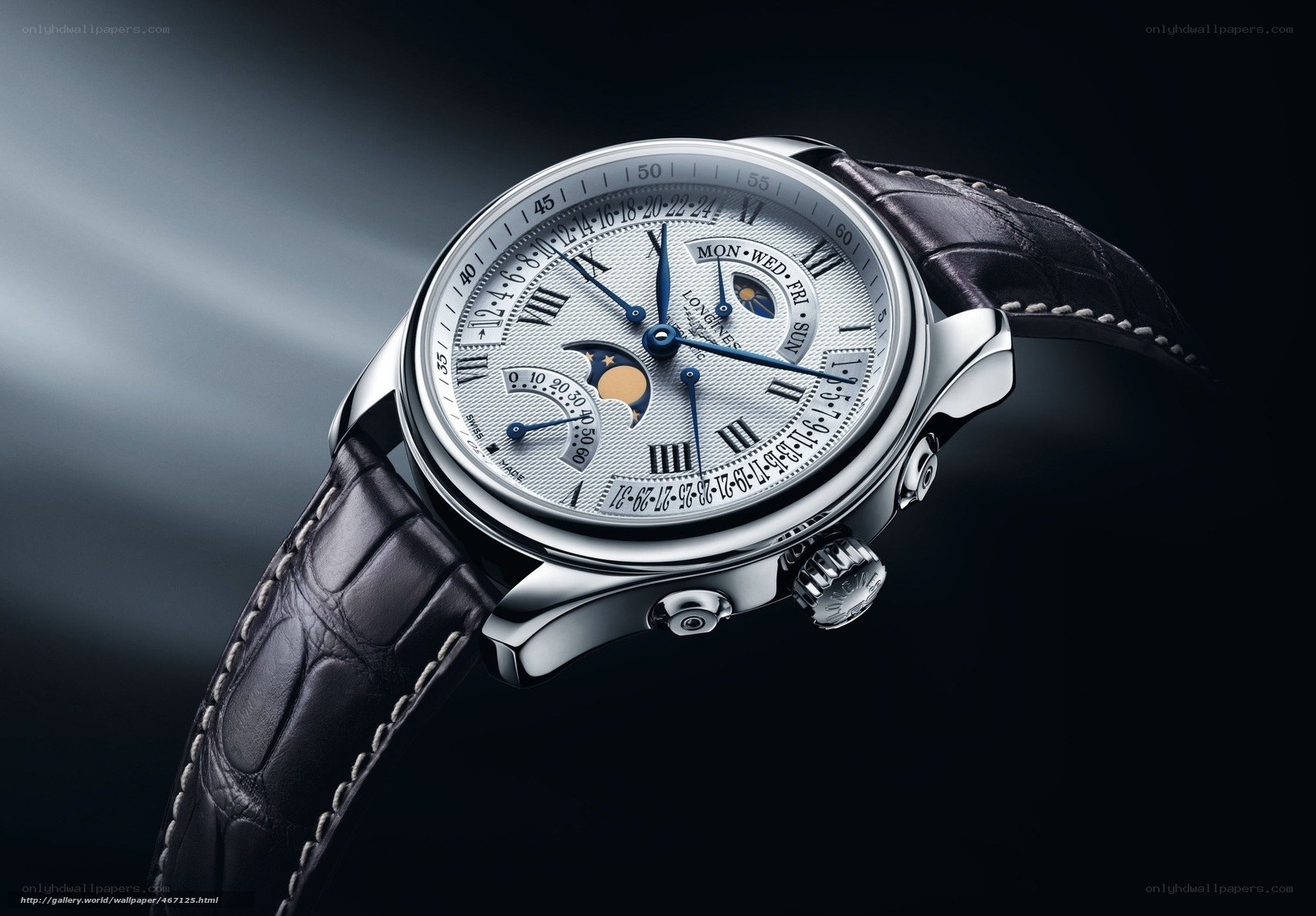 Luxury watch with moon phase