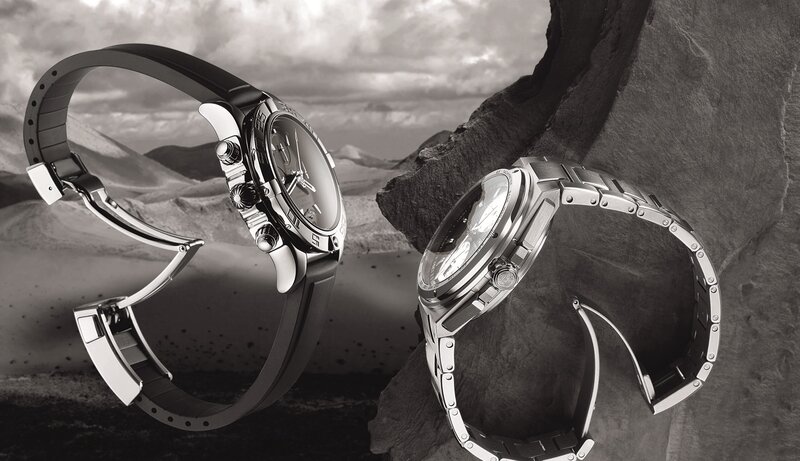 Luxury watches in desert landscape
