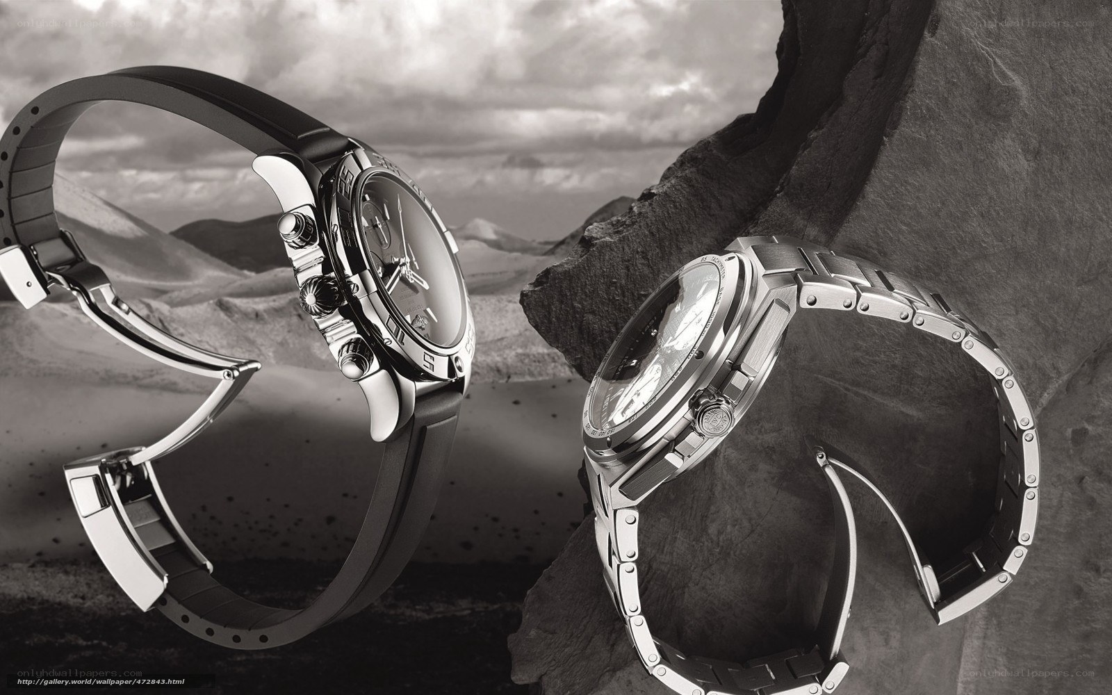 Luxury watches in desert landscape