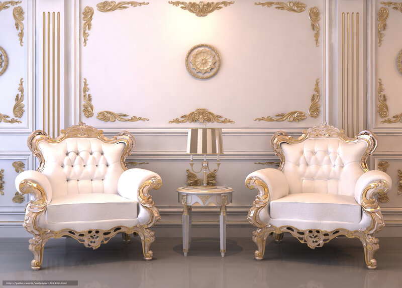 Luxury white and gold armchairs