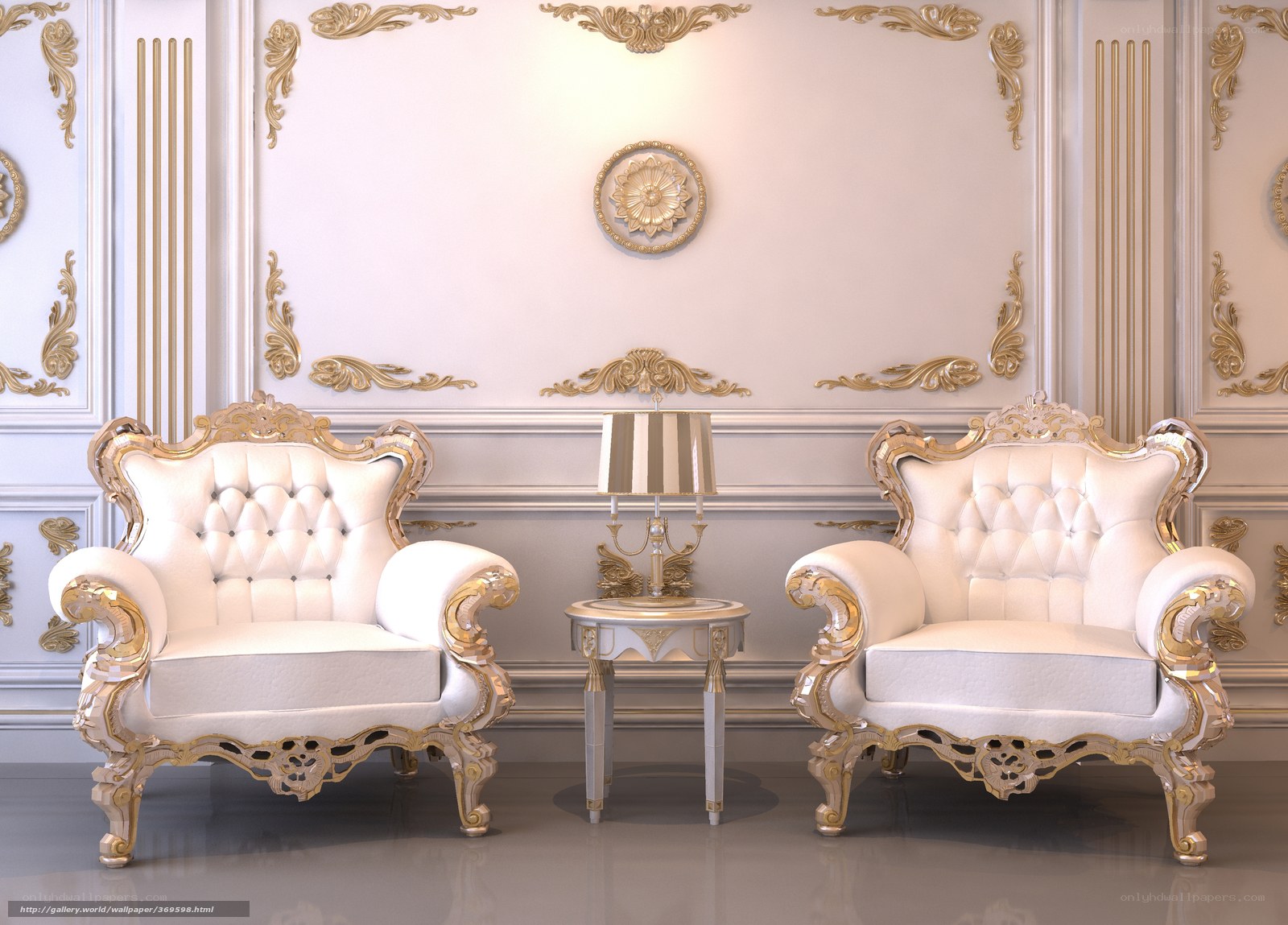 Luxury white and gold armchairs