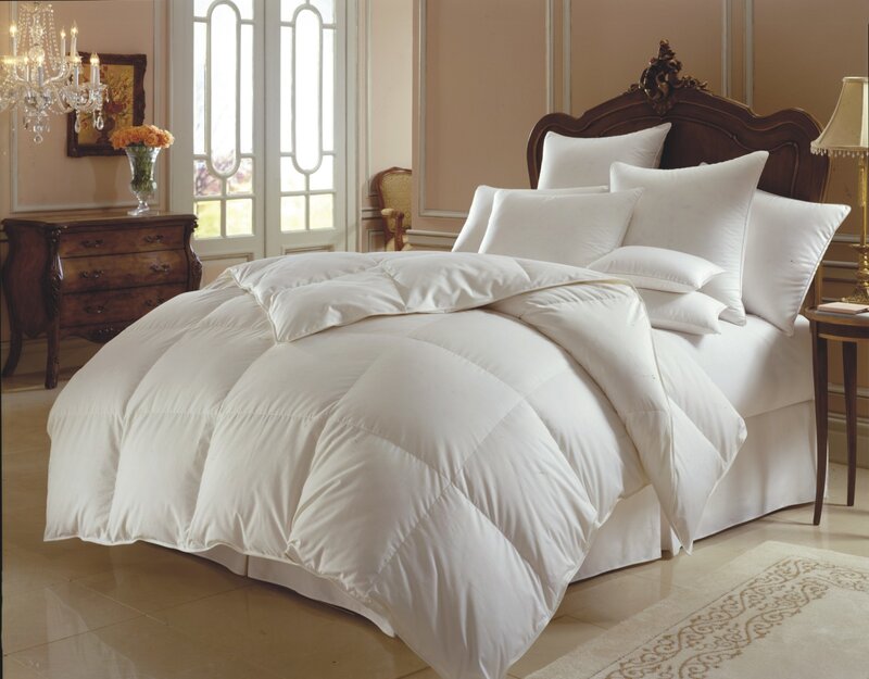 Luxury white bedding in bedroom
