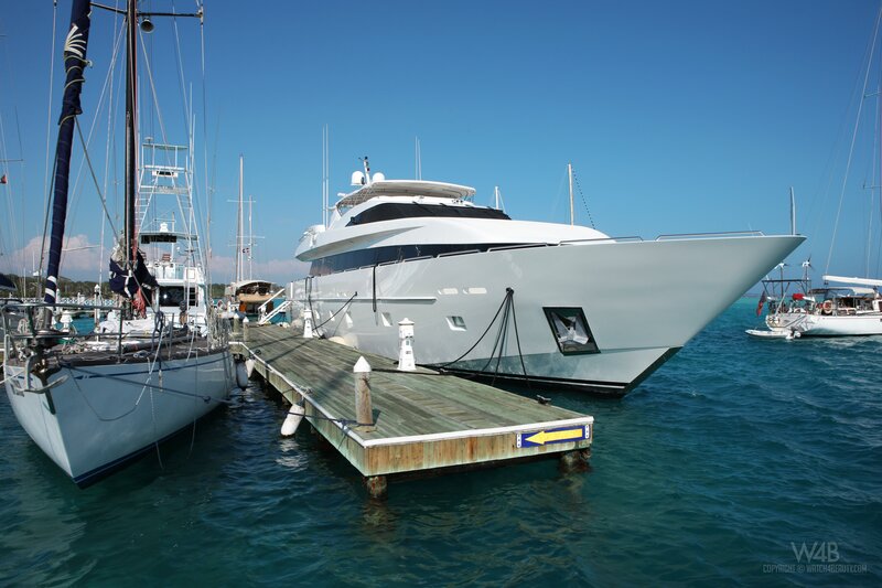Luxury yacht at a marina