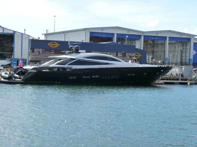 Luxury yacht at a marina