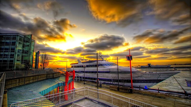 Luxury Yacht at Dock — Yellow