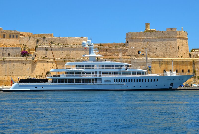 Luxury yacht at historic port