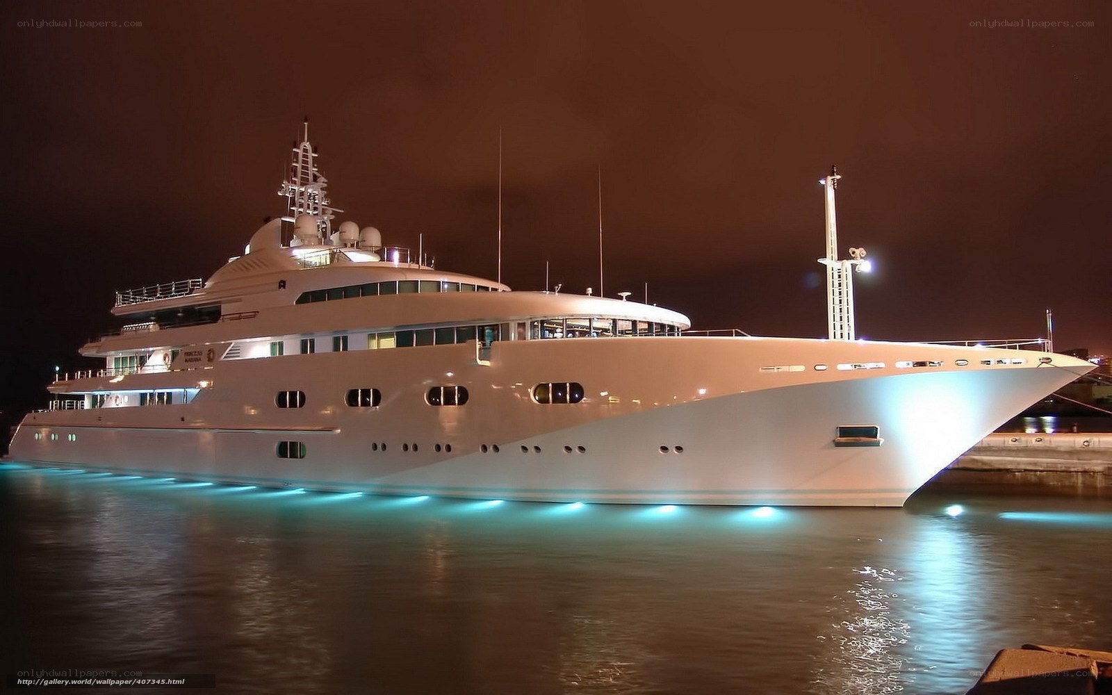 luxury yacht at night