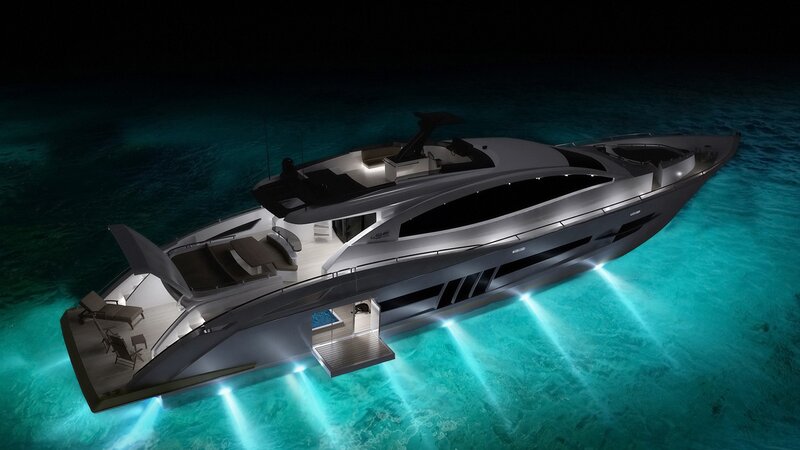 luxury yacht at night