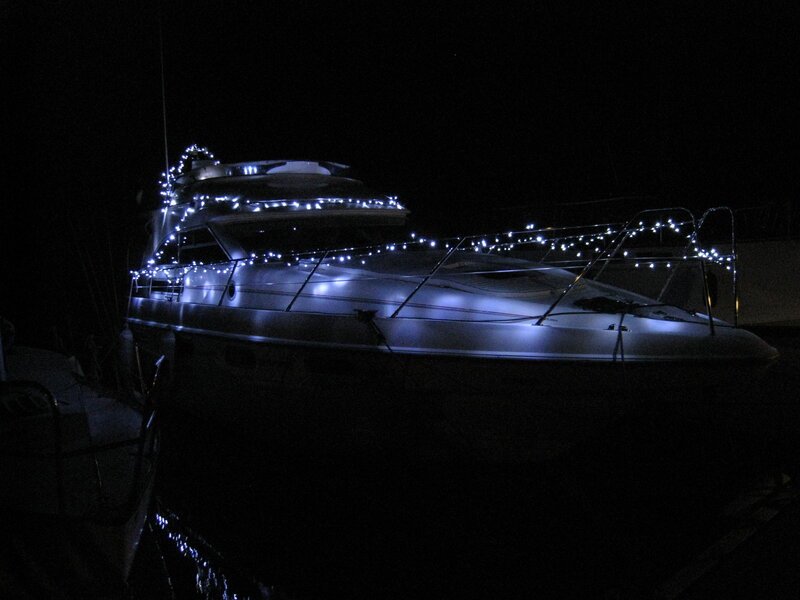 Luxury Yacht at Night — Black