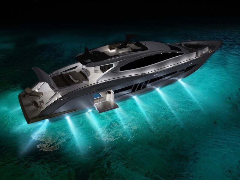 Luxury Yacht at Night — Teal