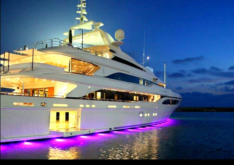 Luxury Yacht at Night — White, Serene