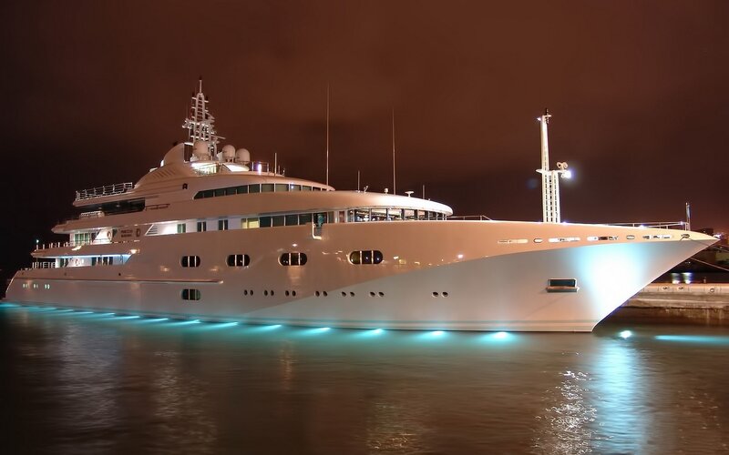 Luxury Yacht at Night — White