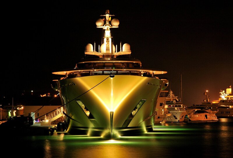 Luxury Yacht at Night — Yellow